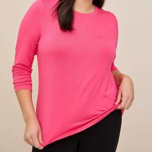 Torrid Pink Perfect Super Soft Crew Neck Long Sleeve Tee in Size 2 - 18/20